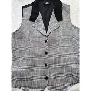 Toffy women's Plaid Formal Vest Black Gray Plaids & Checks Regular Size